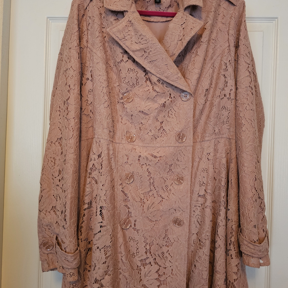 Torrid Pink Lace Pea Coat - Picture 5 of 16